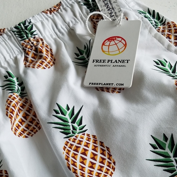 NWT Pineapple Drawstring Slim Shorts  Free Planet 100%cotton  Size 36 - Picture 6 of 6